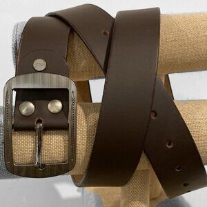 Brown Leather Belt with Silver Buckle Brand New Size 42 Casual & Versatile
